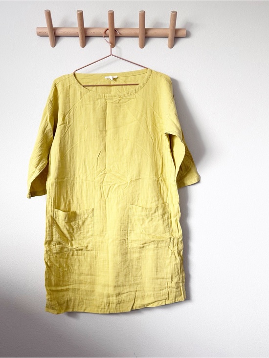 Eileen Fisher Tops - Eileen Fisher Yellow Scoop Neck Tunic with Front Pockets